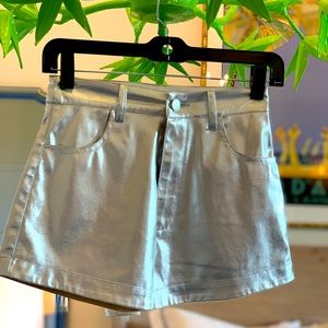 TOBI METALLIC FAUX LEATHER SHORTS